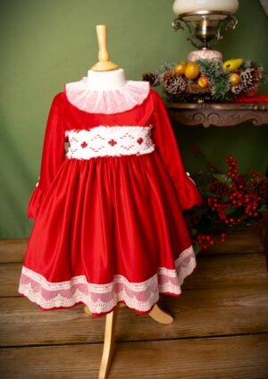 Handmade Red Velvet Dress - Image 1